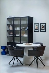 Ciemnobrązowy tapicerowany fotel jadalniany z podłokietnikami Fenne – WOOOD