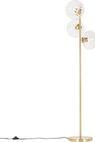 Lampa podłogowa art deco złota ze szkłem 3-światła - Ayesha