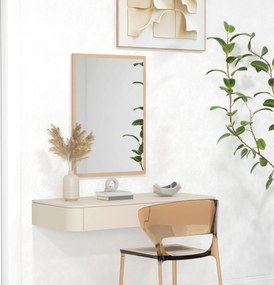 HOMCOM Lusterko ścienne, 50 x 70 cm, ramka w optyce drewna, łatwy montaż, w zestawie śruby