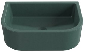 Umywalka betonowa półokrągła wisząca / nablatowa bez otworu na baterię 49 x 30 cm PALANGA | różne kolory : Kolor - Oliwkowy, Typ montażu - nablatowa