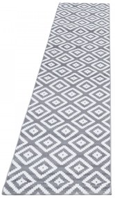 Dywan nowoczesny Plus Kwadraty szaro-kremowy 80 cm x 300 cm