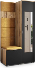 Masseno Garderoba VIRA 95/181/51 cm Nowoczesna Szafa do Przedpokoju Dąb wotan, MONOLITH 48 (Żółty)