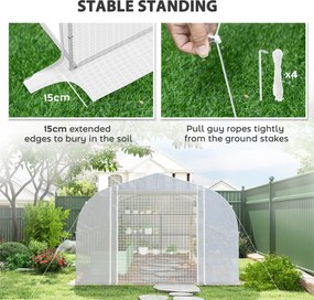 Outsunny Szklarnia 6x3x2 m, z 8 oknami, drzwiami, siatkami przeciw owadom, metalową ramą, Biały