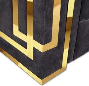 Sofa PALLAZO 2S Dwuosobowa Czarno/Złota Welurowa Nowoczesna Glamour