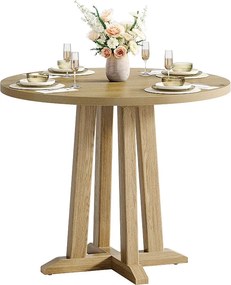 Okrągły stół jadalny dla 2-4 osób, okrągły stół kuchenny, stoły do jadalni w stylu rustykalnym 80 cm, rustykalny brąz