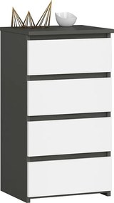 Komoda AKORD CL4 Grafit Szary 40 cm 4 szuflady kolor Biały mat 40x35x74 cm
