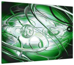 Obraz na szkle - zielony abstrakcyjny obraz (70x50 cm)