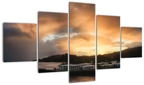 Obraz - plaża z pochmurnym niebem (125x70 cm)