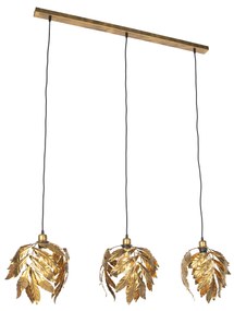 Wisząca lampa vintage antyczne złoto prostokąt 3-światłowa - Linden klasyczny/Antyczny Oswietlenie wewnetrzne