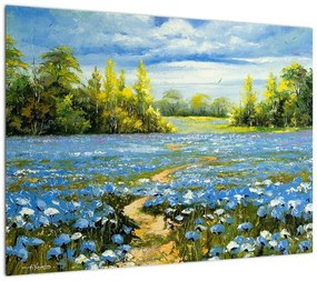 Obraz na szkle - Ścieżka w polu, obraz olejny (70x50 cm)