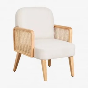 Fotel Z Drewna Kauczukowego I Rattanu Icon Beige - Sklum
