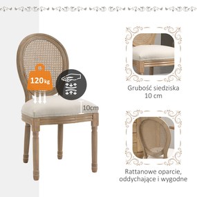 HOMCOM Zestaw 2 krzeseł jadalnianych wygodne i stylowe wymiary 49x56x96 cm do salonu | Aosom PL