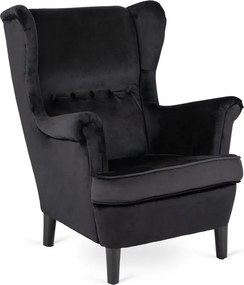 Fotel Uszak Wypoczynkowy KLARIS 2 Czarny Welurowy do Salonu Nowoczesny Loft