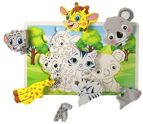 Rappa Drewniane puzzle zwierzątka, 8 elementów