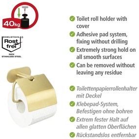 Samoprzylepny uchwyt na papier toaletowy ze stali nierdzewnej Orea Gold – Wenko