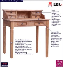 Brązowy sekretarzyk z szufladami - Iros