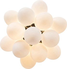 Lampa sufitowa art deco czarna z opalizującym szkłem 3-punktowa - Uvas