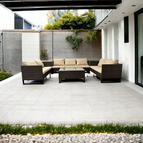 Zestaw mebli ogrodowych technorattan Alicante 063 brąz, poduszki beżowe