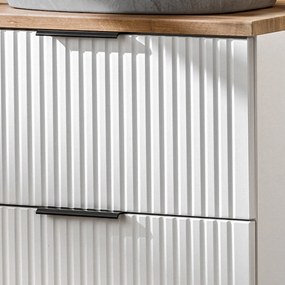 Zestaw Szafka umywalkowa biała ASTROS 60 x 46 cm White z dębowym blatem OAK