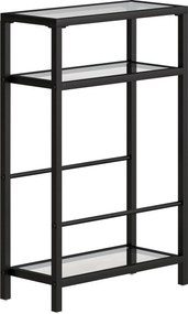 HOMCOM Półka 3-stopniowa z hartowanego szkła, 18 cm szerokości, rama stalowa, zabawne poprzeczki, Czarny