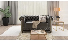 Czarna sofa z imitacji skóry 148 cm York – Ropez