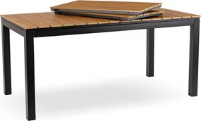 Zestaw Mebli Ogrodowych Stół ARGOS 160-260 cm Dąb/Czarny i 8x Fotel FRESNO Czarny Technorattan Nowoczesny