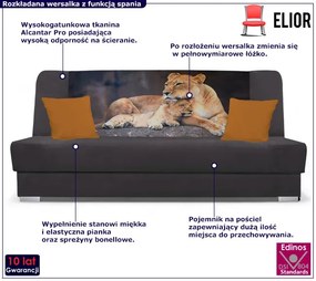 Ciemnoszara wersalka z motywem lwów - Piovia 25X