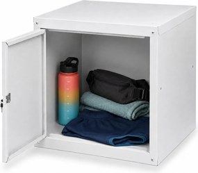 Szafka ubraniowa z schowkami zamykanymi 450 x 450 x 450 mm, zamek cylindryczny, szare drzwi