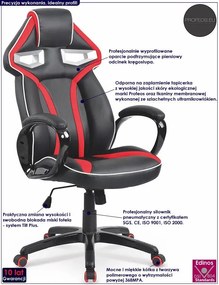 Czarno-czerwony fotel obrotowy D8-L89