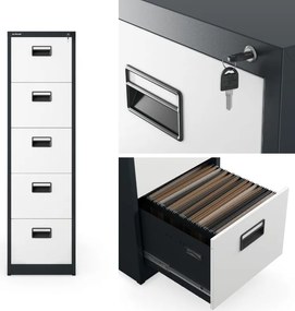 Metalowa szafka kartotekowa 46x62x163 cm Sara V005 biały/antracyt