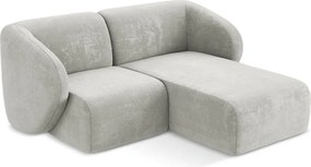 Jasnoszary narożnik z tkaniny szenilowej (prawostronny/z szezlongiem) Lani – Makamii