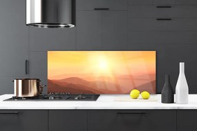 Szkło do Kuchni na Ścianę Ognisty Zachód nad Szczytami