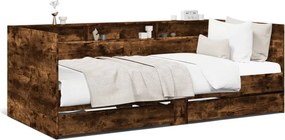 Łóżko z regałem i szufladami 90x200 cm wędzony dąb D1-Z33