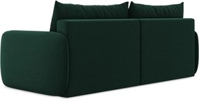 Ciemnozielona aksamitna rozkładana/ze schowkiem sofa 238 cm Kalena – Makamii