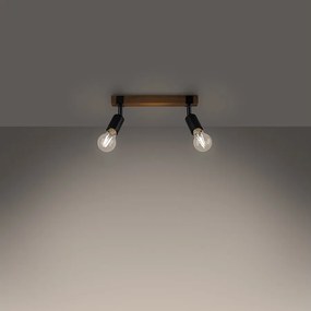 Plafony nowoczesny Shad, stal/drewno - 2 źródło światła 3000K - L.38 x H.14 cm - czarny/drewno