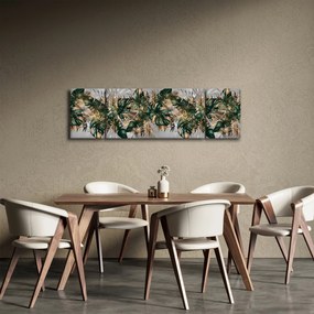 Obraz - Złoto - zielone tropikalne liście (170x50 cm)