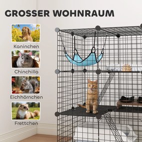PawHut ndoor klatka dla kotów 105 cm, stalowa zagroda dla kotów z 3 drzwiami, regulowany projekt DIY dla kociąt poniżej 4kg | Aosom PL