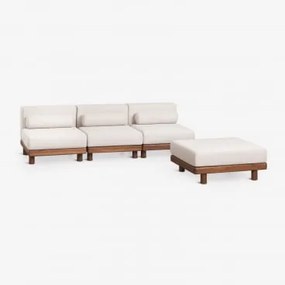Modułowa Sofa Ogrodowa 3-częściowa Z Pufą Z Akacji Edrien Akacja Brąz - Sklum