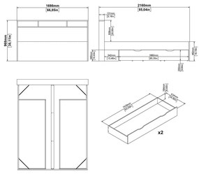 Łóżko dwuosobowe w dekorze dębu ze schowkiem bez stelaża 160x200 cm Ikast – Tvilum