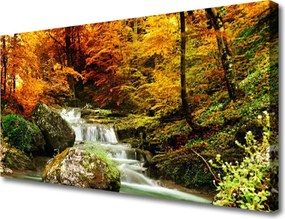 Obraz drukowany na płótnie Wodospad w Sercu Lasu