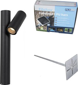 Lampa zewnętrzna czarna z kolcem do ziemi i dławikiem kablowym 50 cm IP44 - Solo Deluxe