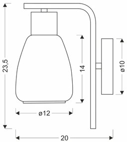 Nowoczesny loftowy kinkiet z bursztynowym kloszem - E203-Semi