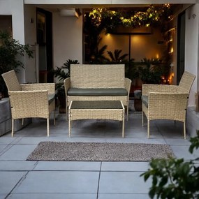 Zestaw mebli ogrodowych - sofa fotele i stolik Natal 010 naturalny