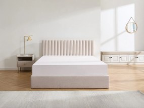 Łóżko ze skrzynią  140 x 190 cm – Tkanina – Beżowy – SARANELI