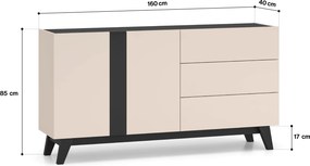 Komoda 160 cm Freshion 03, kaszmir / czarny