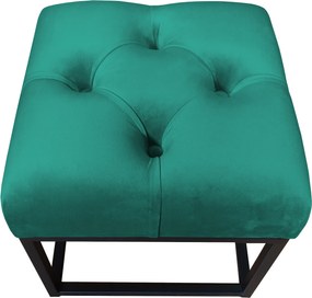 Pufa CHESTERFIELD tkanina Welur loft ławka podnóżek metal : Kolor Stelaża - Czarny , Kolor tkaniny - VELVET - MG20, Typ tkaniny - Velvet