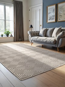 Dywan nowoczesny Perles Romby beżowo-białe 200 cm x 280 cm