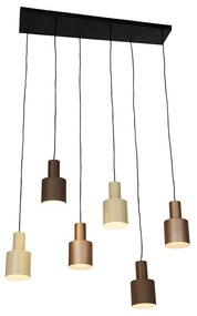 Lampa wisząca brązowa z taupe i beżem 6-światłowa - Ans Nowoczesny Oswietlenie wewnetrzne
