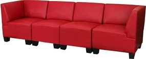 Modułowa 4-osobowa sofa Moncalieri,  czerwona, wysokie podłokietniki