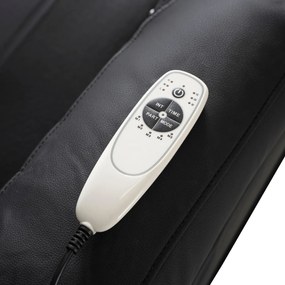 Fotel Masujący BOX Rozkładany Wypoczynkowy z Podnóżkiem Czarny Ekoskóra Nowoczesny